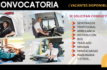 Más de 125 vacantes para conductores en diferentes categorias y vehículos. Más de 125 vacantes para conductores en diferentes categorias y vehículos.